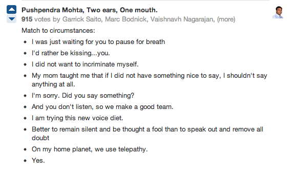 Responses to 'You Don't Talk Much'
