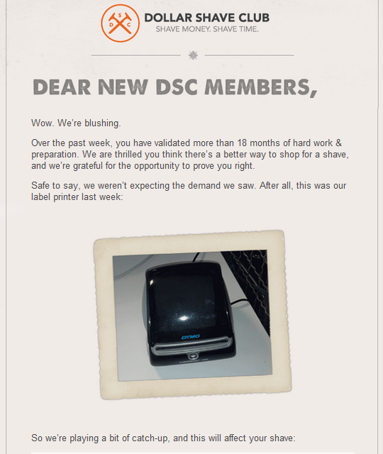 Dollar Shave Club Email